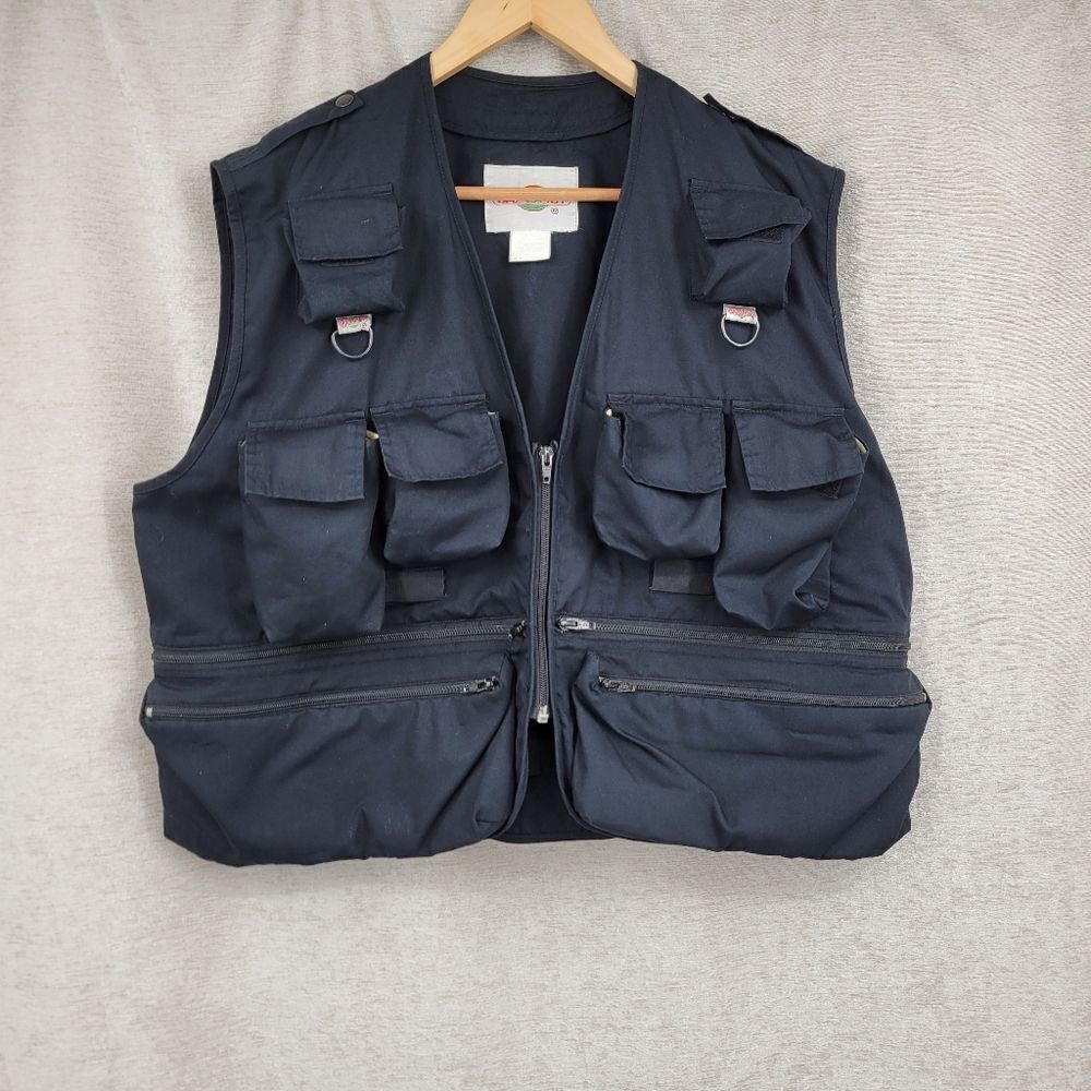 Bazooby Men's Navy Blue Tactical Hunting Fishing Hiking Vest Vintage